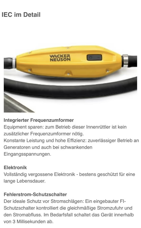 Neu Wacker Betonrüttler 230v Rüttelflasche Innenrüttler IEC45