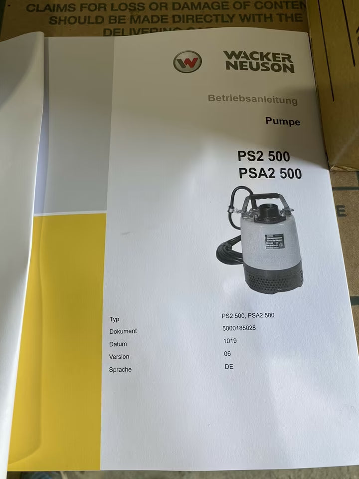 Wacker Neuson PSA2 500 Tauchpumpe Wasserpumpe Schmutzwasserpumpe