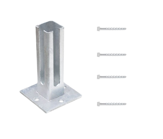 Fußplatte - Typ Q 60x60-Eck - ZINK Bodenplatte für Eckpfosten Doppel-Stab Matten Zaun Adapter Fußplatte