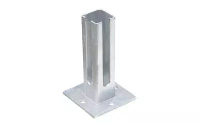 Fußplatte - Typ Q 60x60-Eck - ZINK Bodenplatte für Eckpfosten Doppel-Stab Matten Zaun Adapter Fußplatte